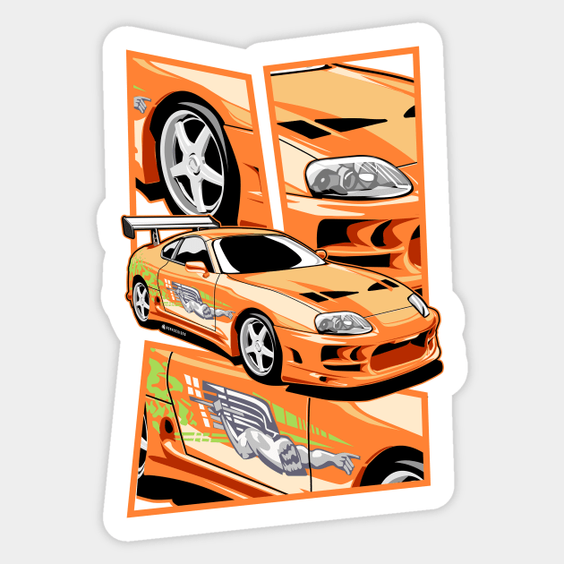 Brian's toyota supra from fast and furious Sticker by ASAKDESIGNS